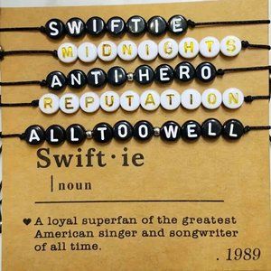 T Swiftie Eras Tour Concert Friendship 7.8" Bracelets 5 Pcs Song Themes Titles